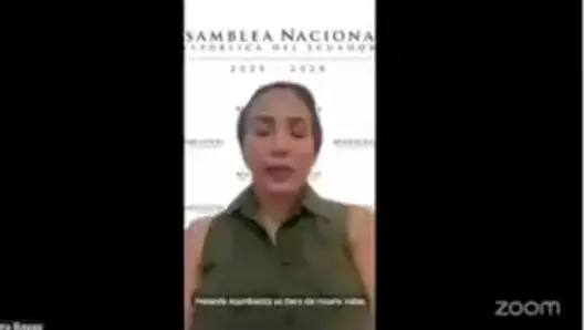 Asambleísta Yadira Bayas finge estar en sesión con una foto en Zoom