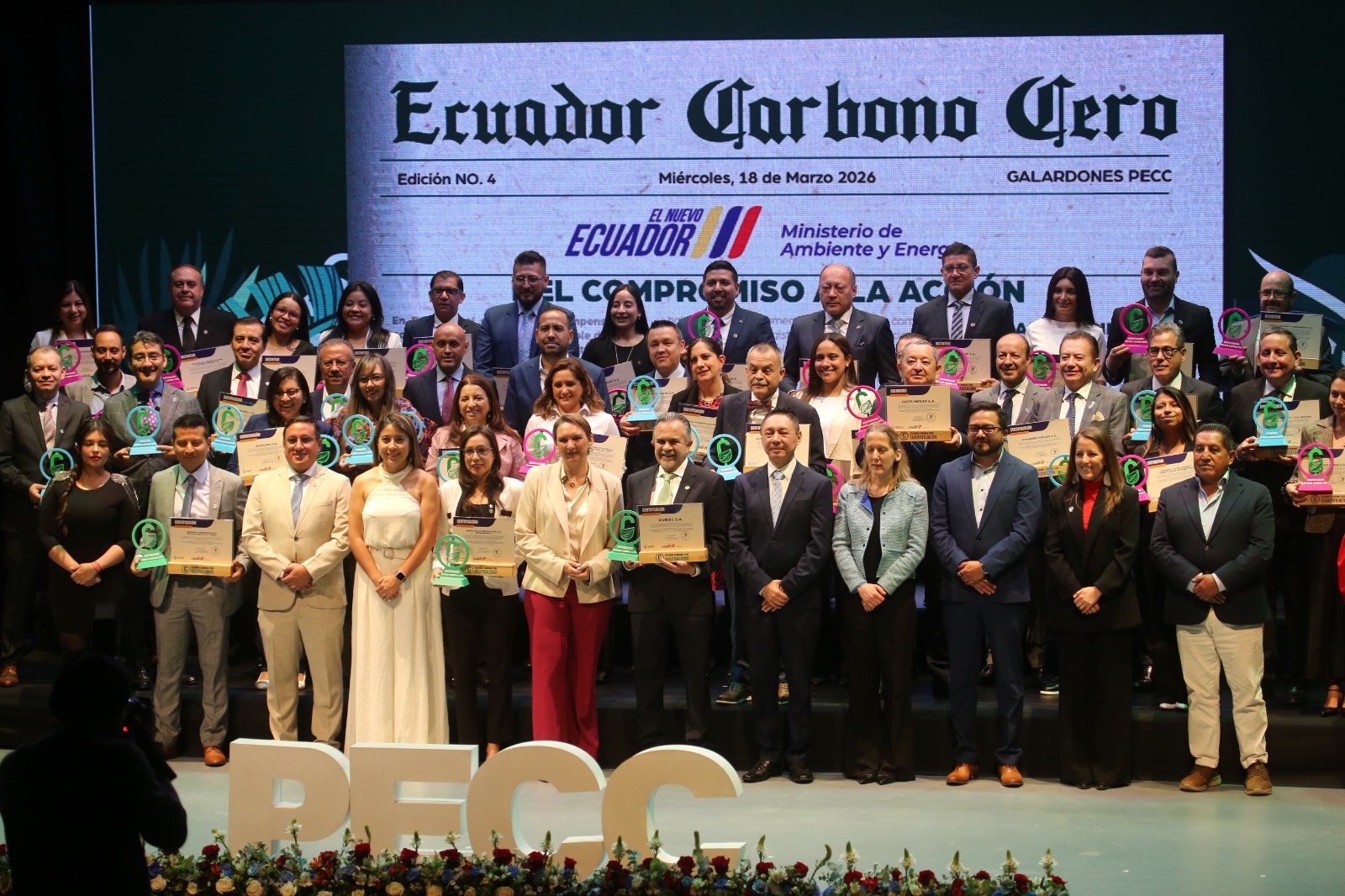 Ecuador reconoce a más de 40 empresas por reducir su huella de carbono