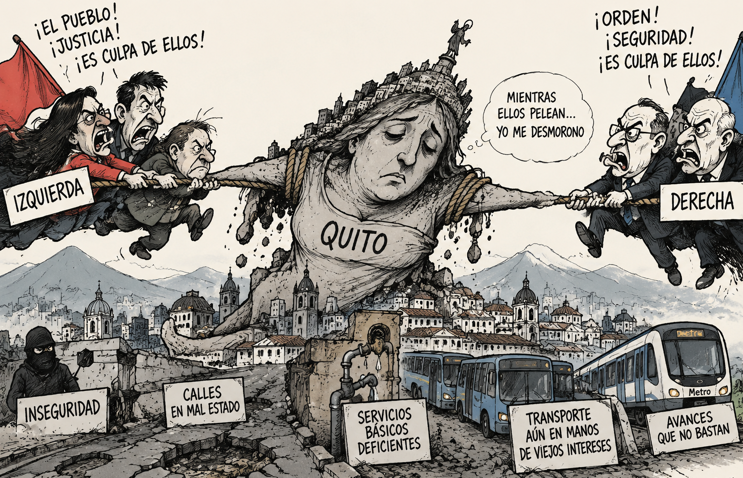 caricatura quito y sus peleas políticas