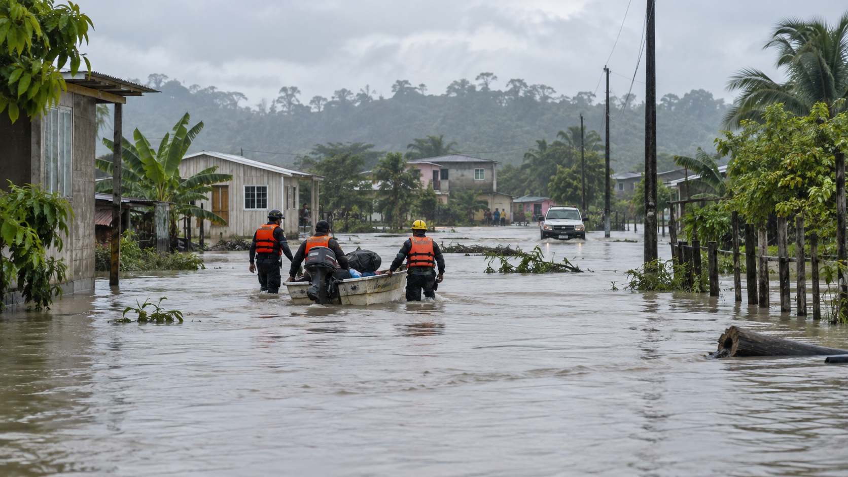 Inundación en una comunidad costera de Esmeraldas tras intensas lluvias