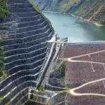 Vista del embalse de Mazar, parte del complejo hidroeléctrico Paute Integral.