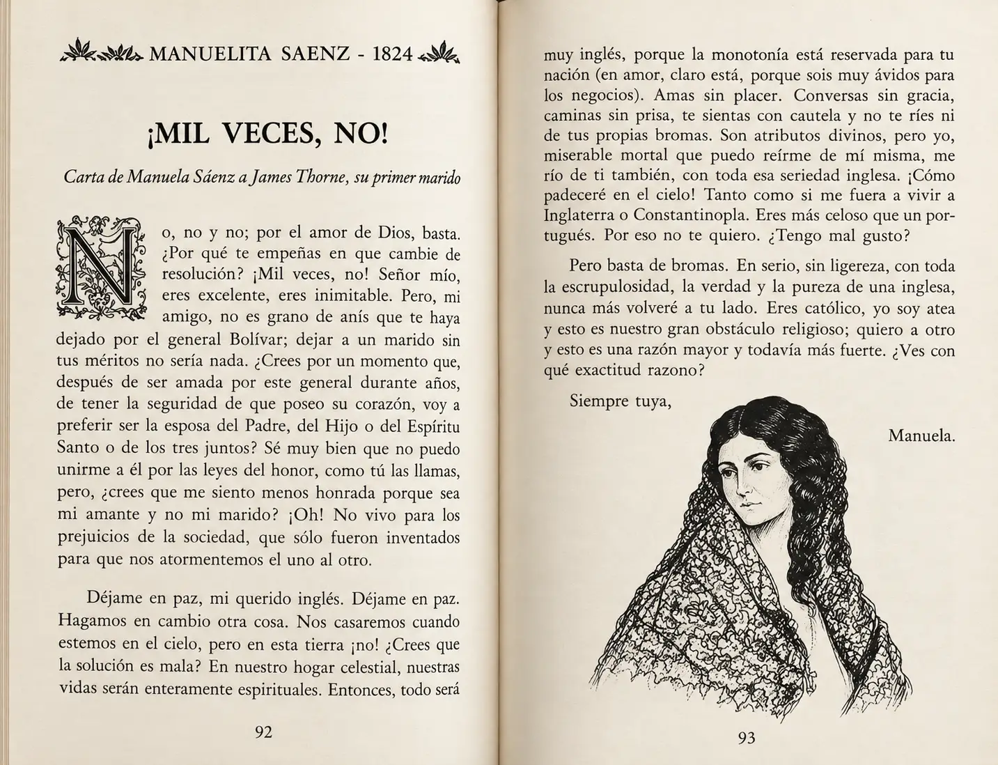 Carta de Manuela Sáenz a Thorne