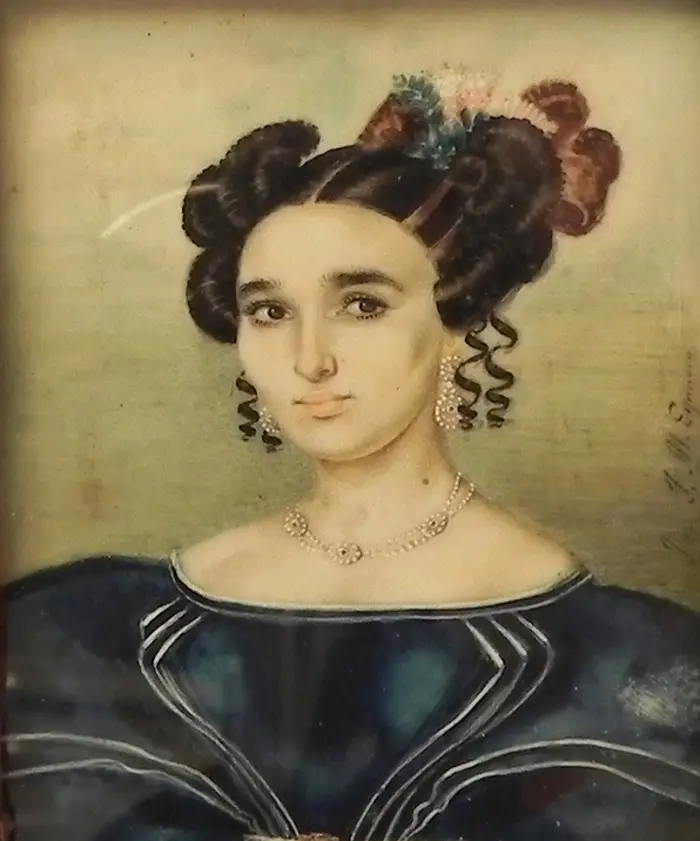 Retrato de Manuela Sáenz pintado por José María Espinosa Prieto en 1828