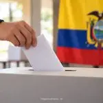 Ilustración con IA de una mano depositando una papeleta sin marcas en una urna