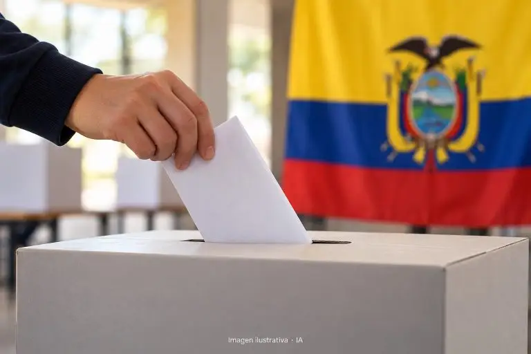 Ilustración con IA de una mano depositando una papeleta sin marcas en una urna
