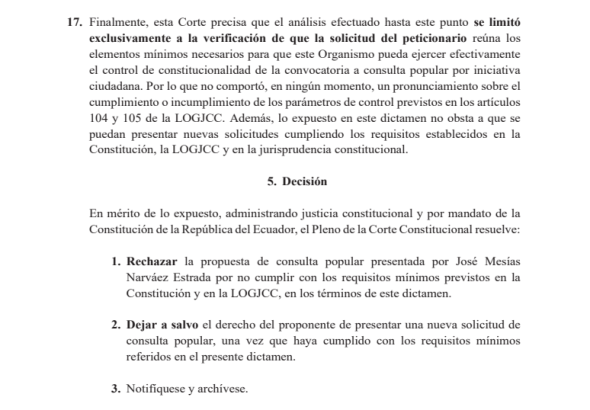 Decisión de la Corte Constitucional sobre la propuesta de consulta minera de Gonzanamá