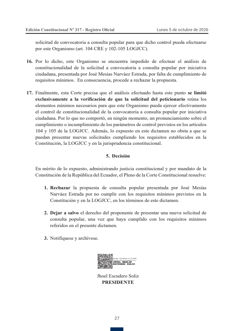 Decisión de la Corte Constitucional sobre la propuesta de consulta minera de Gonzanamá
