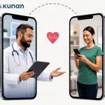 Ilustración de una consulta de telemedicina en la plataforma Kunan